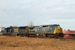 CSX 7340 & 8741 lead a train towards the yard